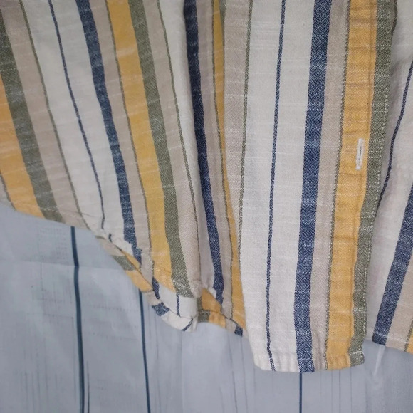Unique Spectrum 3/4 sleeve100% cotton casual button-down striped shirt - Picture 6 of 9
